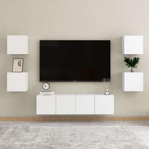 Modern Falra Szerelhető TV Szekrény Szett - 6 Rész - Fehér
