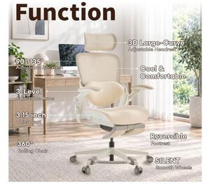MUSSO E80 ergonomikus forgószék dinamikus deréktámasszal és lábtartóval, bézs
