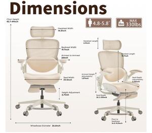 MUSSO E80 ergonomikus forgószék dinamikus deréktámasszal és lábtartóval, bézs