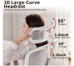 MUSSO E80 ergonomikus forgószék dinamikus deréktámasszal és lábtartóval, szürke