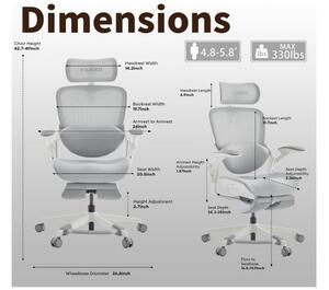 MUSSO E80 ergonomikus forgószék dinamikus deréktámasszal és lábtartóval, szürke