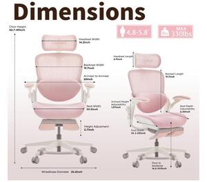 MUSSO E80 ergonomikus forgószék dinamikus deréktámasszal és lábtartóval, rózsaszín