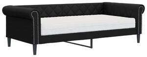 VidaXL fekete műbőr heverő matraccal 90 x 200 cm