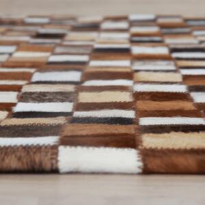 Luxus bőrszőnyeg, barna/fekete/fehér, patchwork, 200x304, bőr TIP 3