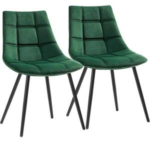 SONGMICS Ebédlői székek 2 db-os, bársonyos konyhai szék, zöld