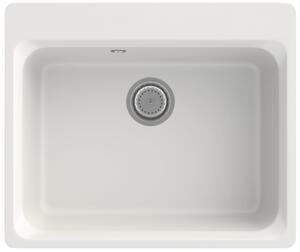 Lille gránit mosogató automata dugóemelő, szifonnal, fehér, beépíthető