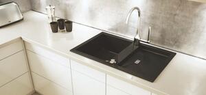 SLIDE 40 gránit mosogató automata dugóemelő, szifonnal, fekete, beépíthető