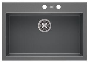 A-POINT 60 gránit mosogató automata dugóemelő, szifonnal, szürke, beépíthető