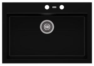 A-POINT 60 gránit mosogató automata dugóemelő, szifonnal, fekete, beépíthető