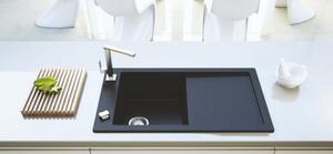 TRAMONTANA gránit mosogató automata dugóemelő, szifonnal, fekete-szemcsés, beépíthető