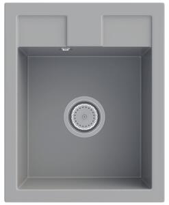 Orlean gránit mosogató automata dugóemelő, szifonnal, szürke, beépíthető