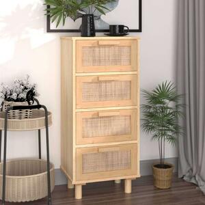 VidaXL Fenyőfa Tálalószekrény - 4 Fiók - Rattan - 40x30x90 cm