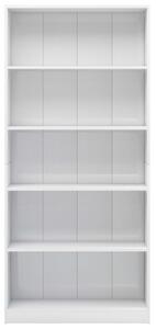 VidaXL 5-szintes magasfényű fehér forgácslap könyvszekrény 80x24x175cm