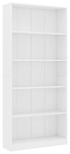 VidaXL 5-szintes fehér forgácslap könyvszekrény 80 x 24 x 175 cm