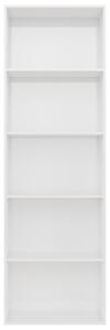 VidaXL 5-szintes fényes fehér forgácslap könyvszekrény 60x30x189 cm