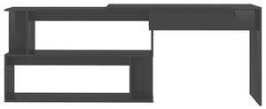 VidaXL magasfényű fekete forgácslap sarokasztal 200 x 50 x 76 cm