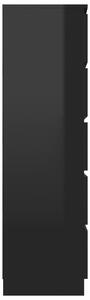 VidaXL magasfényű fekete fiókos forgácslap komód 60 x 35 x 121 cm
