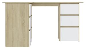 VidaXL fehér/sonoma-tölgy színű faforgács sarok íróasztal 145x100x76cm