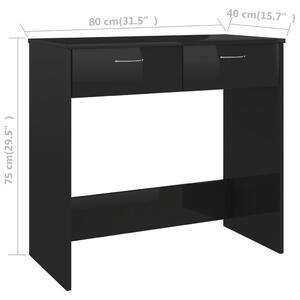 VidaXL magasfényű fekete forgácslap íróasztal 80 x 40 x 75 cm