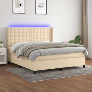 VidaXL Krémszínű Ágy LED-del - 160x200 cm