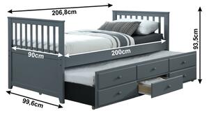 Egyszemélyes ágy 90 cm Ahlan (szürke) (ágyráccsal). 1002459