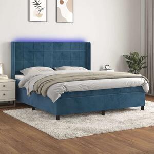 VidaXL sötétkék bársony rugós és LED-es ágy matraccal 160x200 cm