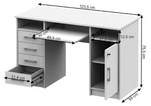 Számítógépasztal Barba (fehér). 1006219