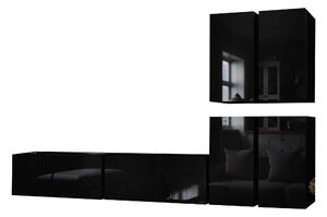 Nappali bútorsor Brefio fekete + fényes fekete). 1007696
