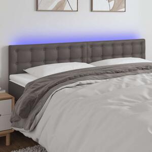 VidaXL szürke műbőr LED-es fejtámla 200 x 5 x 78/88 cm