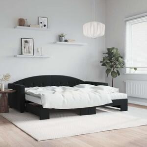 VidaXL fekete kihúzható bársony heverő matraccal 90 x 200 cm