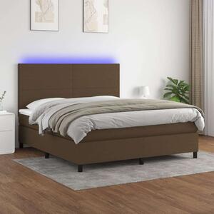 VidaXL barna szövet rugós és LED-es ágy matraccal 160x200 cm