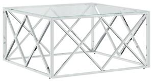 VidaXL Dohányzóasztal - Üveg és Rozsdamentes Acél - 80x80x40 cm