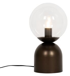 Hotel elegáns asztali lámpa sötét bronz átlátszó üveggel - Pallon Trend