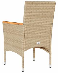 VidaXL 2 db bézs polyrattan kerti szék párnával