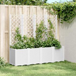 VidaXL fehér polipropilén rácsos kerti ültetőláda 160 x 40 x 140 cm