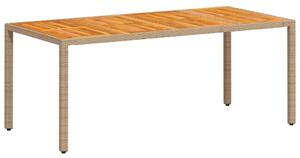 VidaXL bézs polyrattan és akácfa kerti asztal 190 x 90 x 75 cm