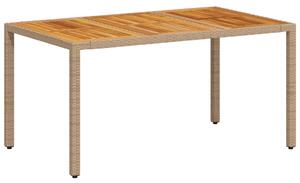 VidaXL bézs polyrattan és akácfa kerti asztal 150 x 90 x 75 cm
