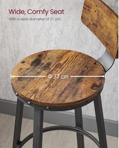 Bárszék 2 db magas konyhai étkező szék, rusztikus barna