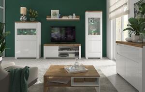 Tv asztal/szekrény Vilgi 1D/160 (fényes fehér + wotan tölgy). 1064640