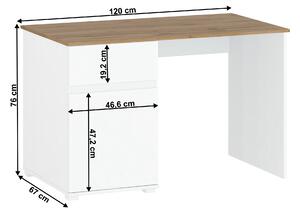 PC asztal Vilgi 1D1S/120 (fényes fehér + wotan tölgy). 1064652