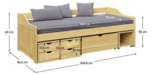 Egyszemélyes ágy 90 cm Marais (természetes). 1065166