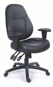 Irodai szék, állítható karfával, fekete, puha bonded bőrborítás, fekete lábkereszt, MAYAH Champion Plus (BBSZVV44)