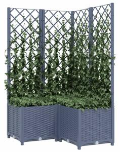 VidaXL sötétszürke PP rácsos kerti ültetőláda 80 x 80 x 136 cm
