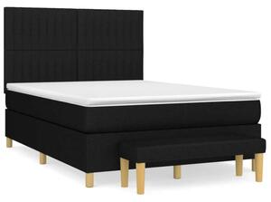 VidaXL fekete szövet rugós ágy matraccal 140 x 190 cm