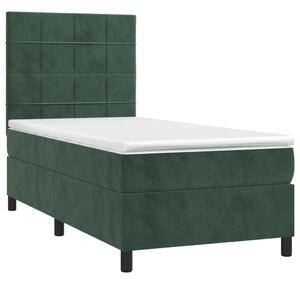 VidaXL sötétzöld bársony rugós ágy matraccal 80 x 200 cm