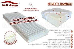 Best Dream Memory Bamboo matrac 90x190 cm - ajándék memory párnával