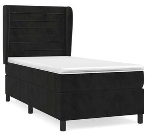VidaXL fekete bársony rugós ágy matraccal 80 x 200 cm