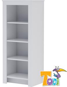 Todi White Bunny keskeny nyitott polcos szekrény (140 cm magas) - erezett fehér