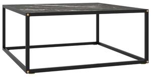 VidaXL fekete dohányzóasztal fekete márvány mintás üveggel 80x80x35 cm