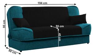 3 személyes kanapé Asora (türkiz + fekete). 1017357